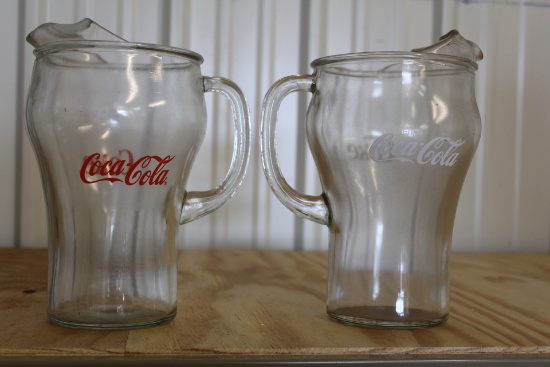 (2) Coca Cola glass soda pitchers
