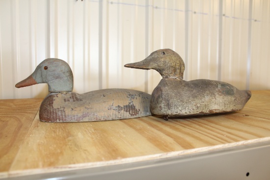 (2) wooden duck decoys