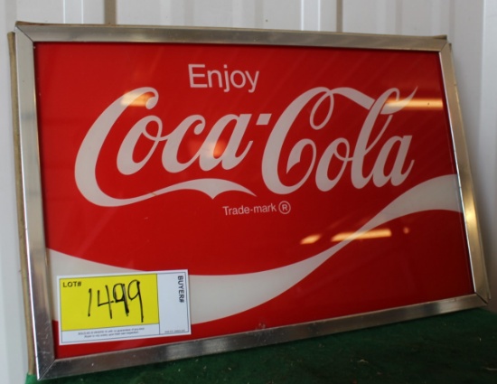 Cocal Cola plastic sign, 17"x10.75"