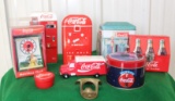 (14) Coca Cola memorabilia pieces, mug, truck, clock,