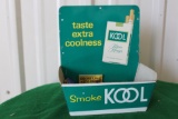 Kool cigarette metal holder with various empty matchbooks
