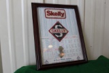 Skelly framed measurement sign, (2) fabric patches, money clip