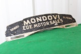 Mondovi Ede Motor Sales metal license plate topper