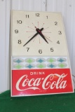 Coca Cola plastic clock, tested and works, 12.5