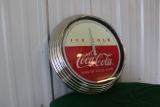 Coca Cola plastic chrome clock, neon, 15