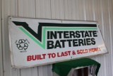 Interstate Batteries single sided sign, has some damage on corners, crinkli