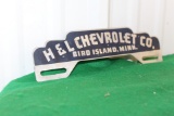 H&L Chevrolet Co Bird Island MN metal license plate topper