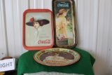 (3) metal Coca Cola trays, 12.25