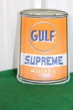 Gulf Supreme Motor Oil single sided metal reproduciton sign, 5.25