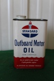 Standard outboard motor oil can, 1qt, partial full