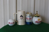 Hamm's Beer mug, empty can, plug in light (untested), keg pour topper