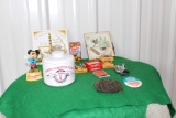 Farmers Cooperative jar, miniature soda bottles and crates, Yellow Medicine