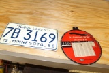 Metal MN license pate and fan belt finder