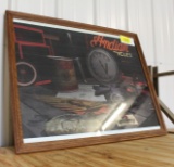 Indian Motorcycles in wooden frame, approx 30