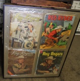 Red Ryder and Roy Rogers comics in frame, Hopalong Cassidy mug