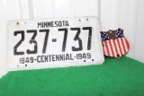 MN Centennial license plate and federal flag plate