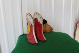 Pair of small Roy Rogers boots with leather covers, pair of small moccasins