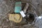 Maytag Flywheel, Exhaust, and Assortment of Fuel Tanks