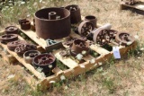 Pallet of Assorted Gas Engine Pulleys and Wheels