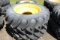 (2) 420/85R34 BKT RT855 Tires on JD 12 Bolt Waffle Rims, 14.5