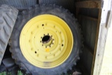 (2) 14.9R46 Firestone Tires on JD Rear Tractor Rims, 10 Bolt Center Disks