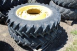 (2) 290/95R34 Michelin AgriRib Tires on JD 12 Bolt Waffle Rims, 14.5