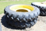 (2) 380/90R54 Goodyear DT 800 Tires on JD Rear Tractor Rims, no Center Disk