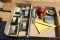 Utility blades, hole saws, tape measures, (2) Boxes