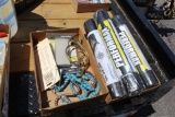 Horn, tool box liner, caliper, nut drivers, gas detector, (3) boxes