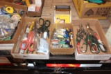 Panel carrier, router bits, sawblades, clamps, tin snips, (3) boxes