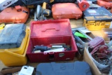 DeWalt Cooler, misc Tools, bolts, squares, chisels, (4) Boxes