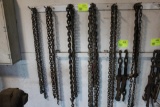 7 LOG CHAINS; VARIOUS LENGTHS AND DUTIES, CHAIN BINDER SOLD SEPARATE