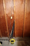 2 WOODEN BATS, MINNOW BUCKET, FISHING RODS