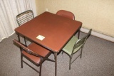 CARD TABLE, FOUR CHAIRS