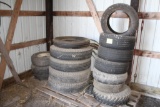 MISC CAR AND TRUCK TIRES, SOME WITH RIMS