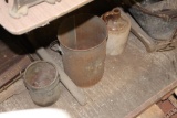 Metal pail and 1 ga. crock jug