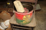 Farmers Union grease pail and 1 qt oil can