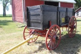 Triple box, Corn King, wood spoke wheels, Standard Super Nutro Dairy bags inside, repainted