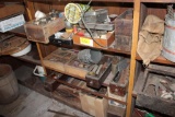 (3) shelves of nails, bolts and antique wood box