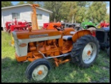 IH 340 Utility, Orange, 13.6-28 Rears, WF, PTO, with Kosch 7' Sickle Mower, 3993 Hoirs Showing,