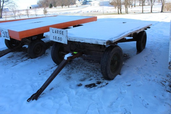 6' X 10' FLAT RACK ON 4 WHEEL DAVID BRADLEY GEAR, HOIST