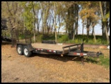 *** 2004 APPROX 16' BISON TANDEM AXEL EQUIPMENT TRAILER, WOOD DECK, RAMPS,