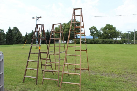 Wooden Step Ladders, (2) 8' and (1) 10'