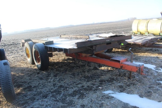 STEEL DECK TRAILER ON 4 WHEELS WALKING TANDEMS, TRUCK TIRES, NO TITLE