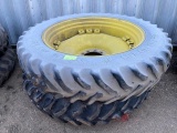 (2) 14.9R46 DUALS ON 10 BOLT YELLOW RIMS