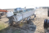 LARSON FIBERGLASS BOAT, TRAILER, JOHNSON V-115 MOTOR HAS NOT BEEN USED IN YEARS, NO PAPER WORK