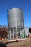 APPROX. 5,000 BUSHEL HOLDING BIN, 7 RING ON STEEL STAND, 18'6