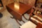 DROP LEAF DINING ROOM TABLE, 3 LEAVES, SOME DAMAGE ON LEAVES, 6 CHAIRS 2 ARE CAPTAIN