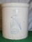 2 GAL. RED WING UNION STONEWARE BIRCH LEAF CROCK, HAS CRACKS AND A SMALL CHIP, BOTTOM HAS BEEN GLUED