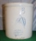 3 GAL. RED WING UNION STONEWARE CROCK, BIRCH LEAF, SKI OVAL, SMALL CHIPS ON BOTTOM